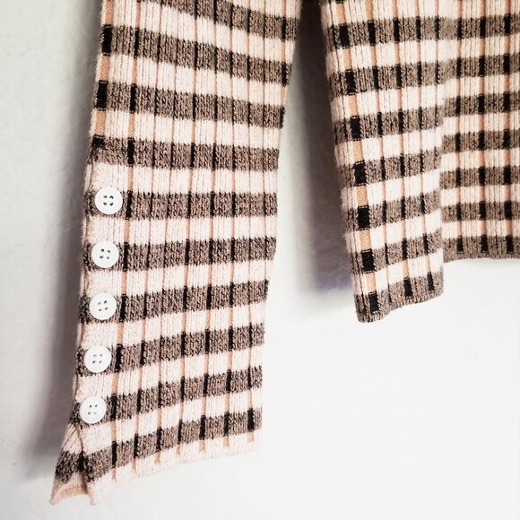 By Anthropologie Maeve Striped Turtle Neck Jumper Sweater Size XL Retro Mock - Picture 11 of 16